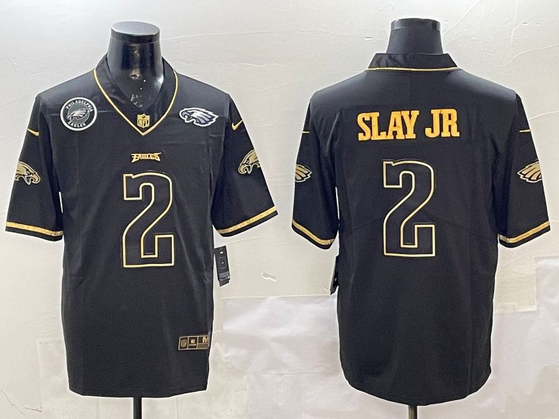Men Philadelphia Eagles #2 Slay jr Black gold Throwback 2025 Nike Limited NFL Jersey style 6